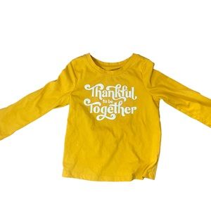 Cat & Jack Thankful Together long sleeve yellow tshirt - thanksgiving - 2T EUC